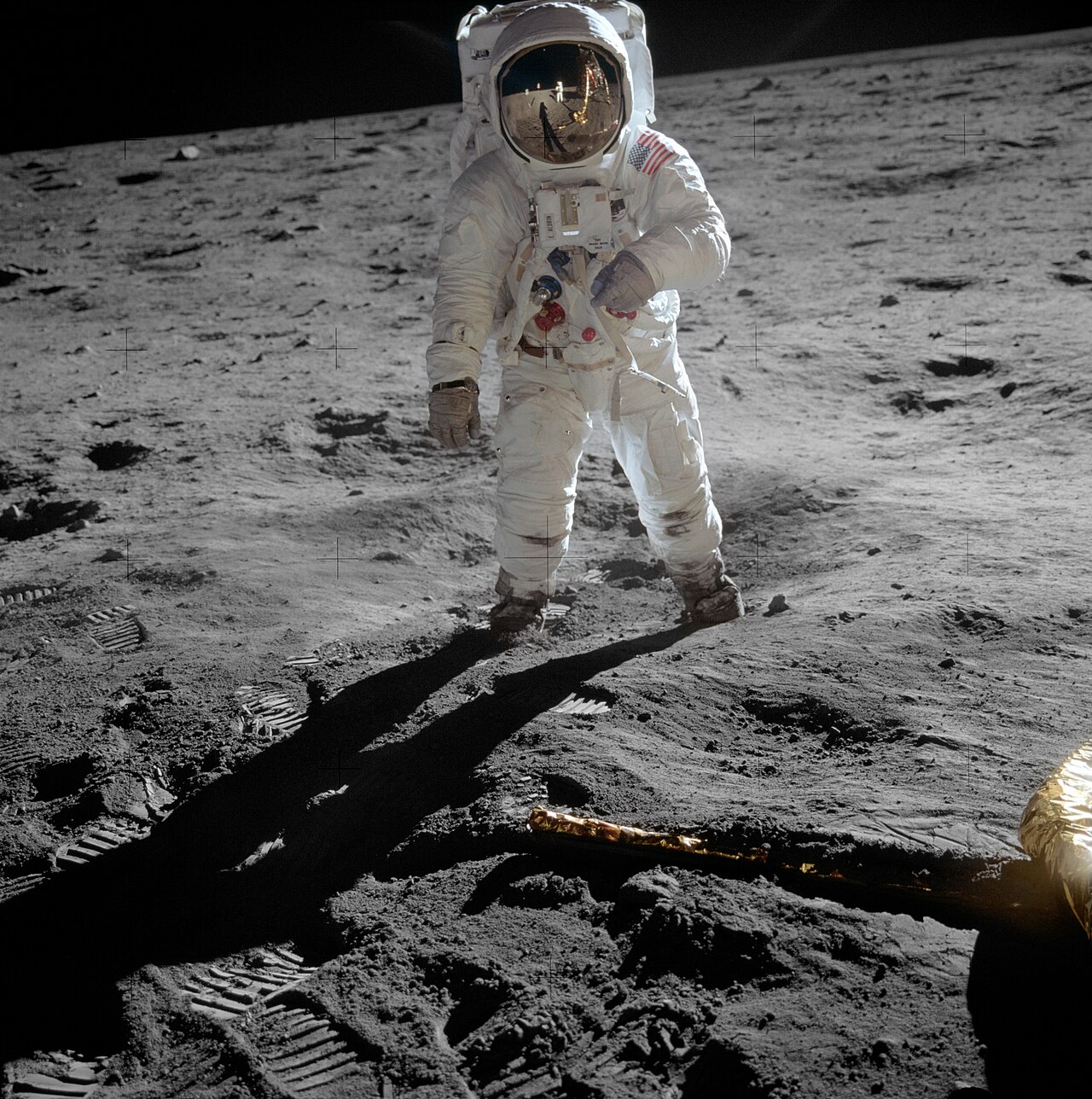 An astronaut standing on the moon